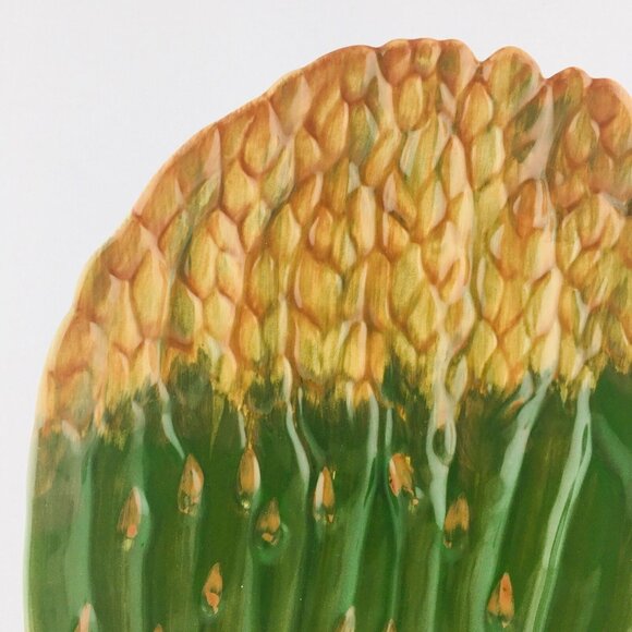 VTG Lillian Vernon ASPARAUS Green Brown 11.5" by 8.25" Ceramic Serving Dish - Picture 5 of 8